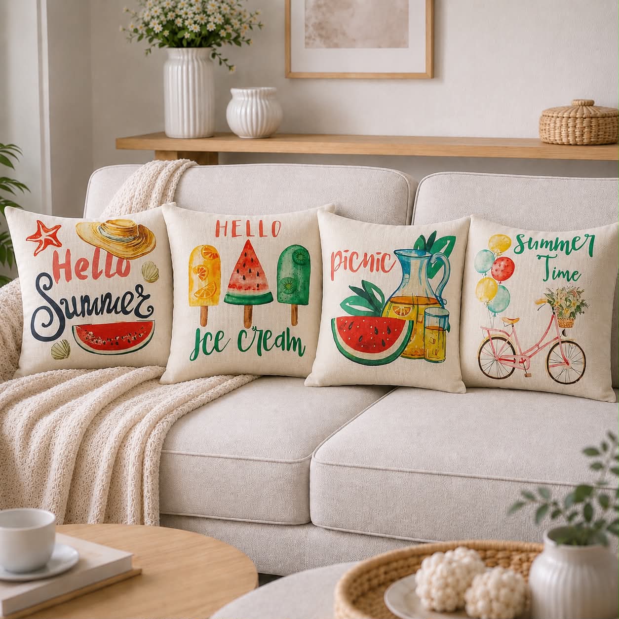 Cushion Cover Set 4 Pcs - Summer Design