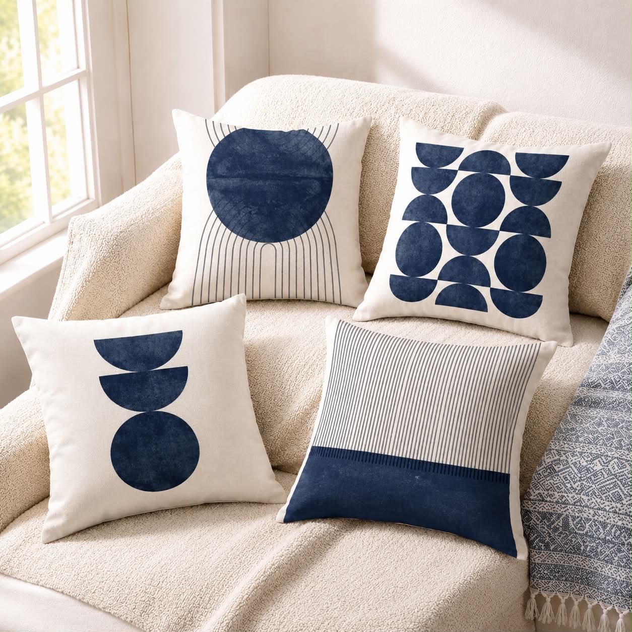 Cushion Cover Set 4 Pcs - Blue Ocean Design