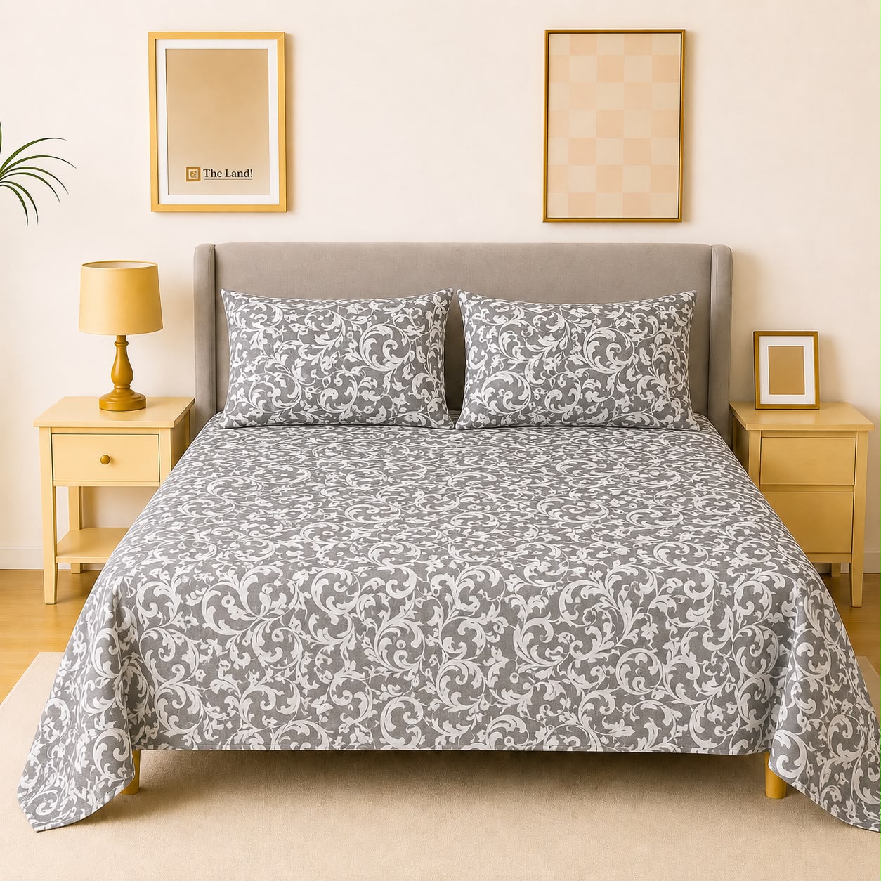 Oriental Coffee Flat Bed Sheet Set – Soft & Breathable Printed Microfiber