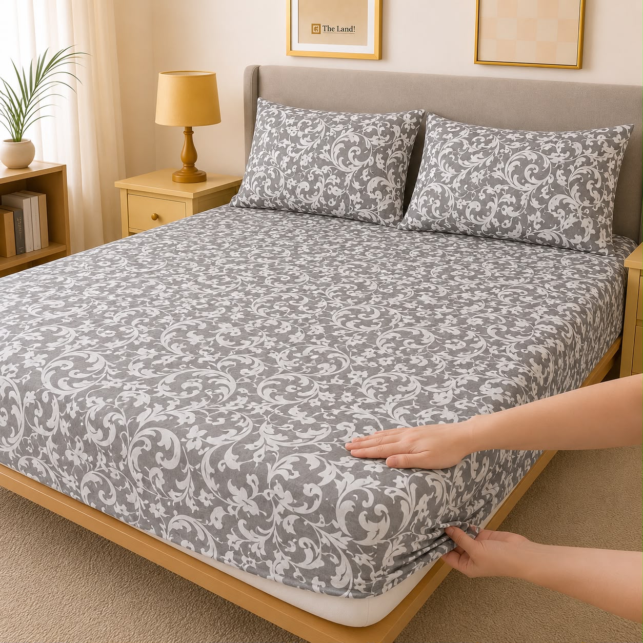 Oriental Coffee Fitted Bed Sheet Set – Soft & Breathable Printed Microfiber
