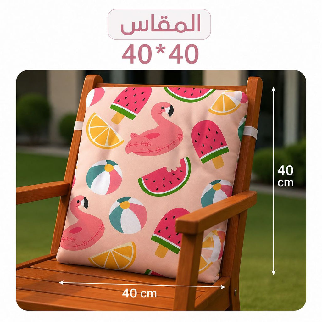 Back or Seat Chair Cushion – Soft Padded For Beach & Garden – Flamingo Design