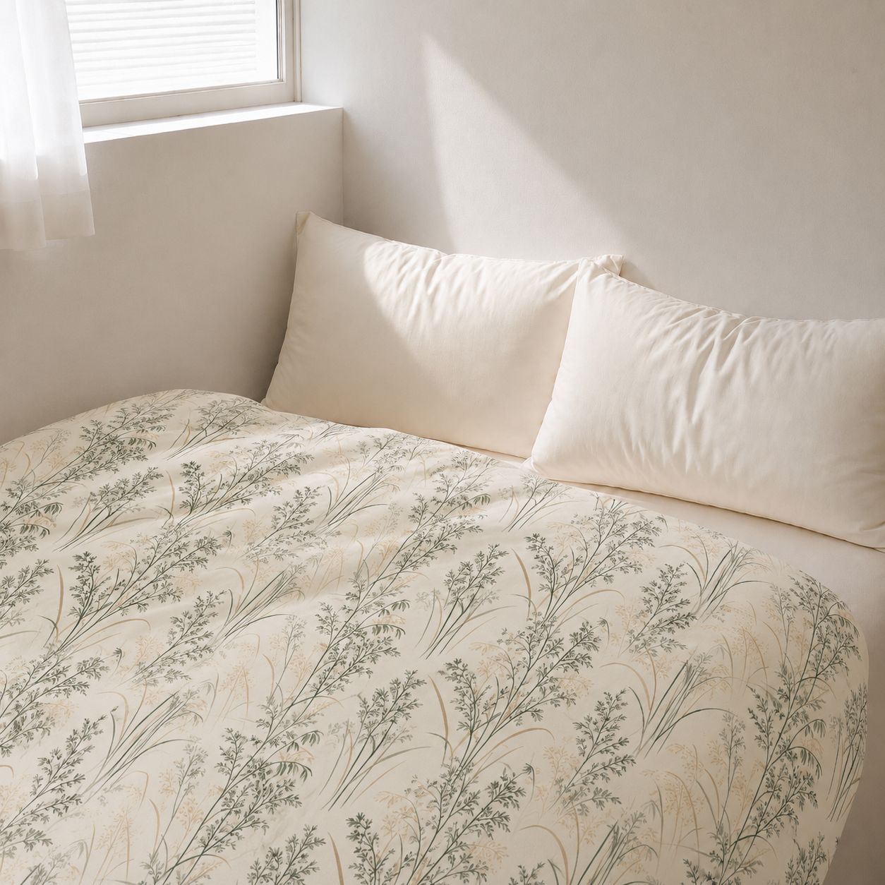 Breeze Green Quilt cover with zipper – Soft & Breathable Blended Cotton