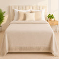 Summer Plain Coverlet - Lightweight Soft Bedspread Beige Color