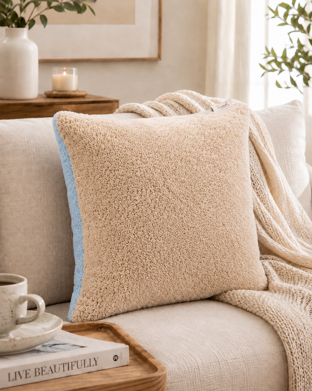Double Face Fur Cushion – Soft & Cozy – 350GM