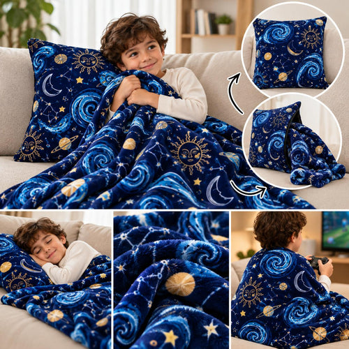 2 in 1 Light Blanket Cushion Galaxy Design