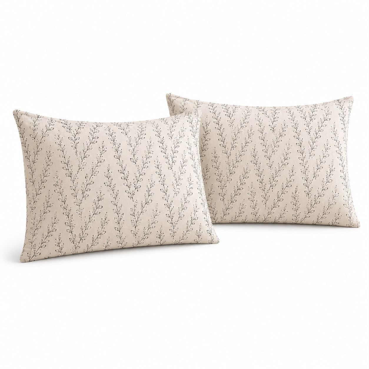 Gray Rose Pillowcases Set 2 Pcs – Soft & Breathable Blended Cotton