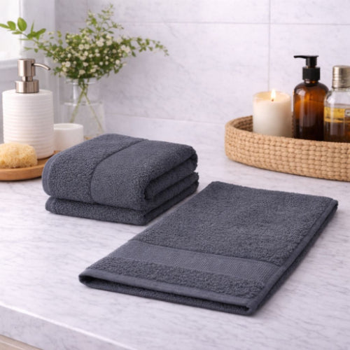 Pure Cotton Hand Towels–Grid Design 700 GSM