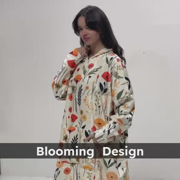 Oversized Wearable Blanket Hoodie – Blooming Design
