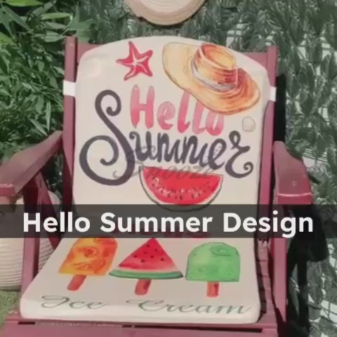 Full Chair Cushion – Soft Padded for Beach & Garden – Hello Summer Design