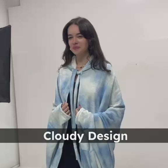 بطانية بغطاء رأس يمكن ارتداؤها – تصميم غيوم